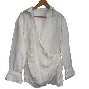 White Semi See-through Wrap Blouse Size Medium